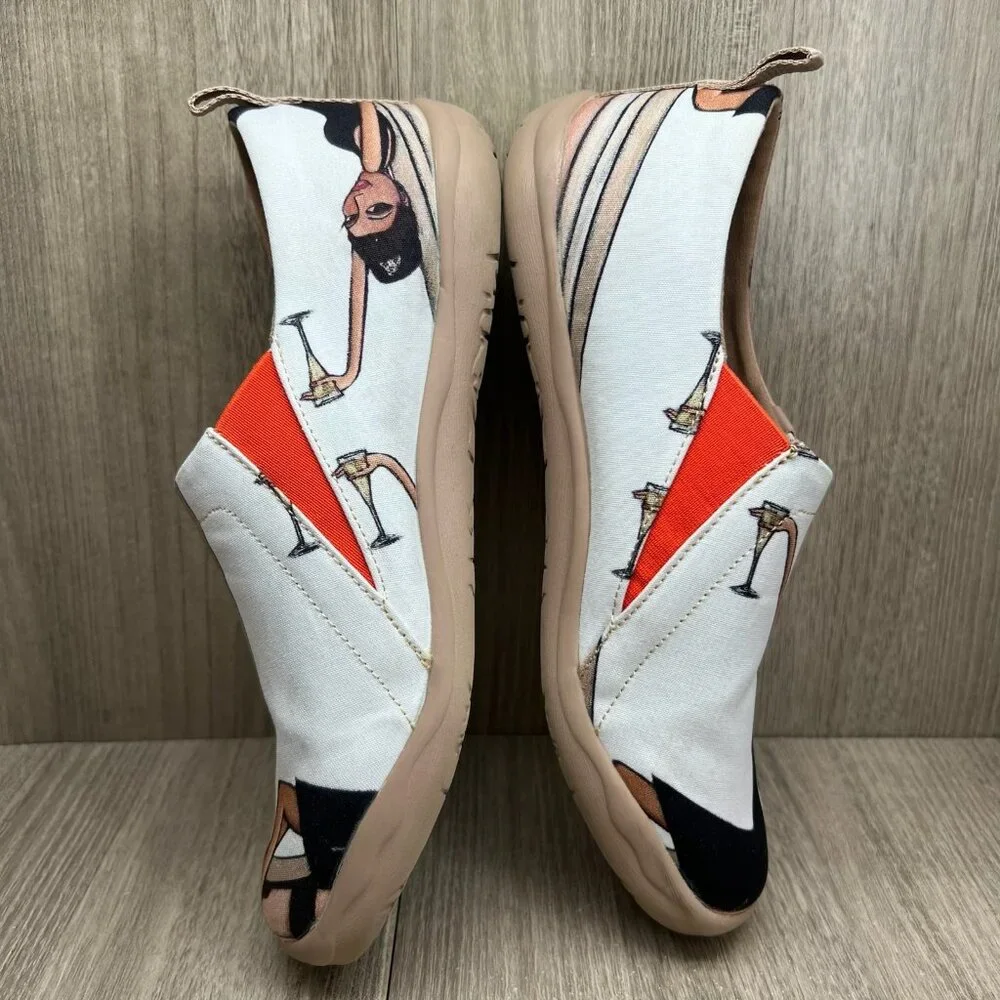 UIN Art Painted Travel Shoes Women 9 Slip On Casual Canvas The Little Dress Pink - Picture 7 of 12